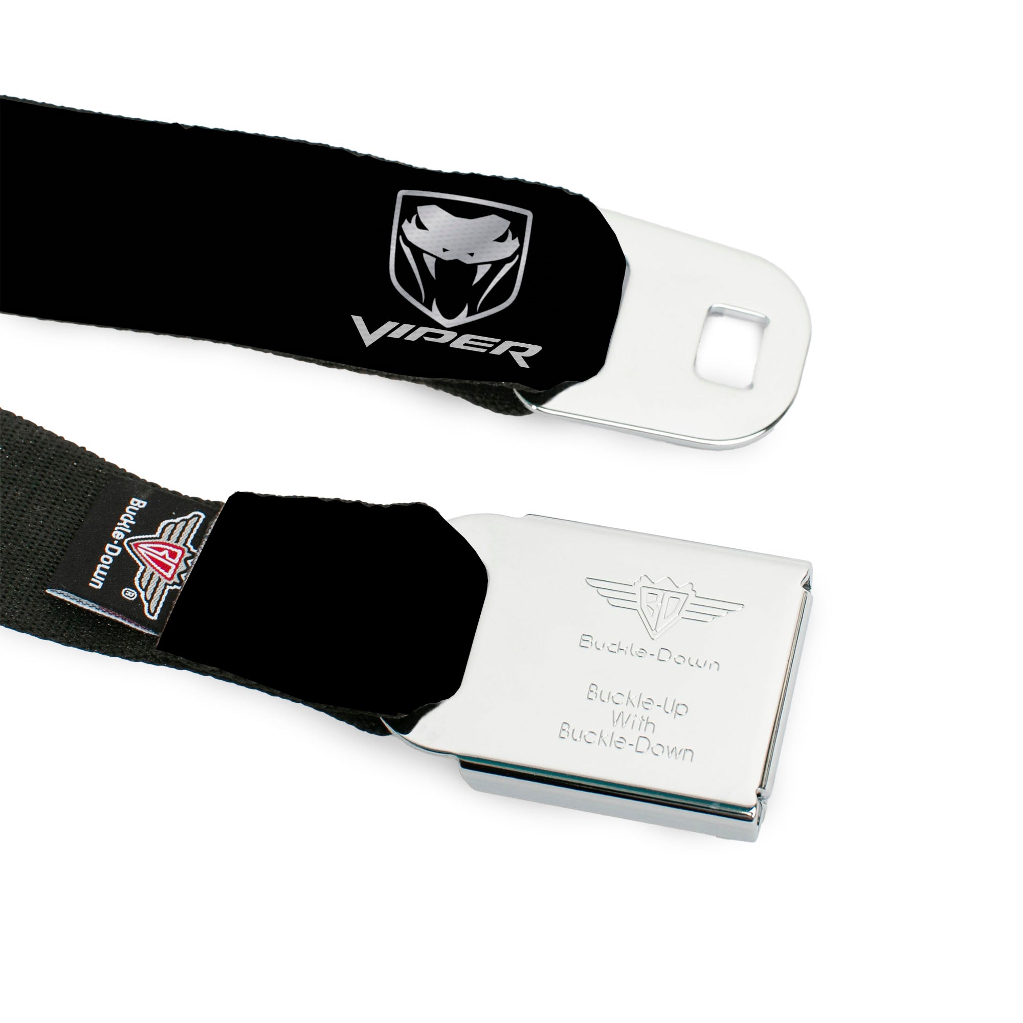 Dodge Viper Seatbelt Belt - Dodge Viper Black/Silver Logo REPEAT Webbing Seatbelt Belts Dodge