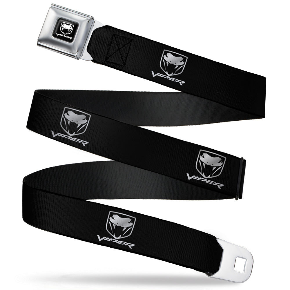 Dodge Viper Seatbelt Belt - Dodge Viper Black/Silver Logo REPEAT Webbing Seatbelt Belts Dodge