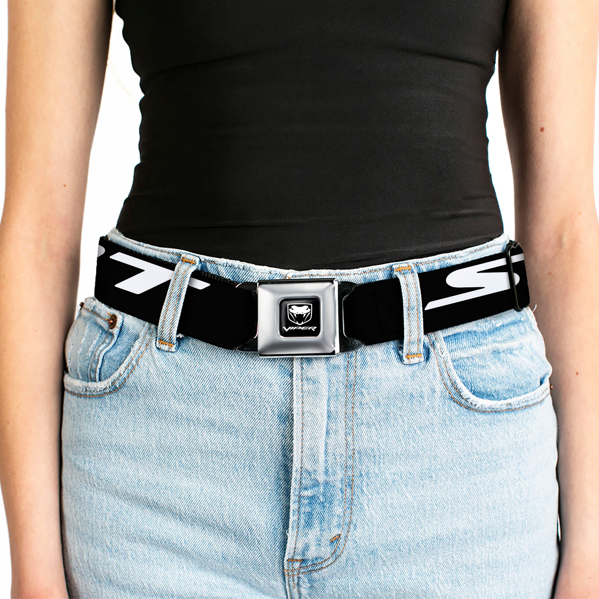Dodge Viper Seatbelt Belt - SRT Black/White Webbing Seatbelt Belts Dodge