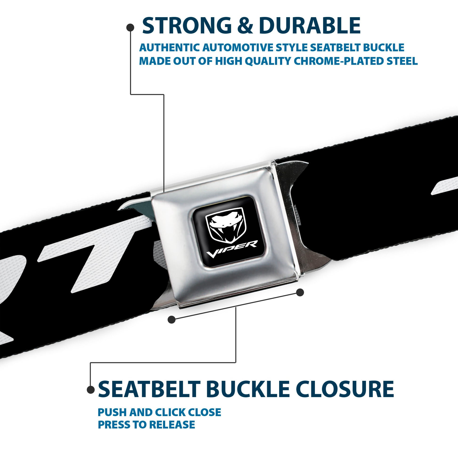 Dodge Viper Seatbelt Belt - SRT Black/White Webbing Seatbelt Belts Dodge