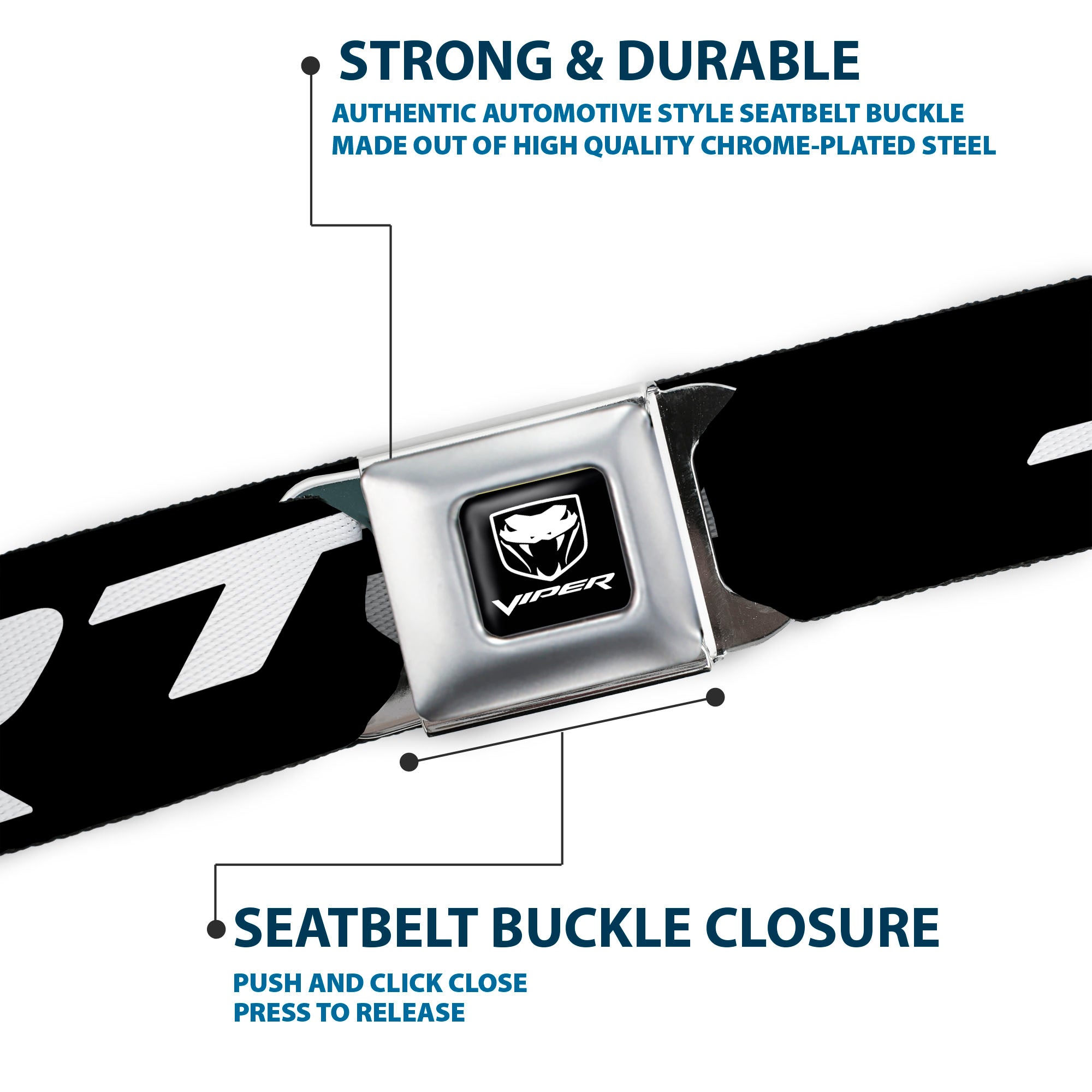 Dodge Viper Seatbelt Belt - SRT Black/White Webbing Seatbelt Belts Dodge