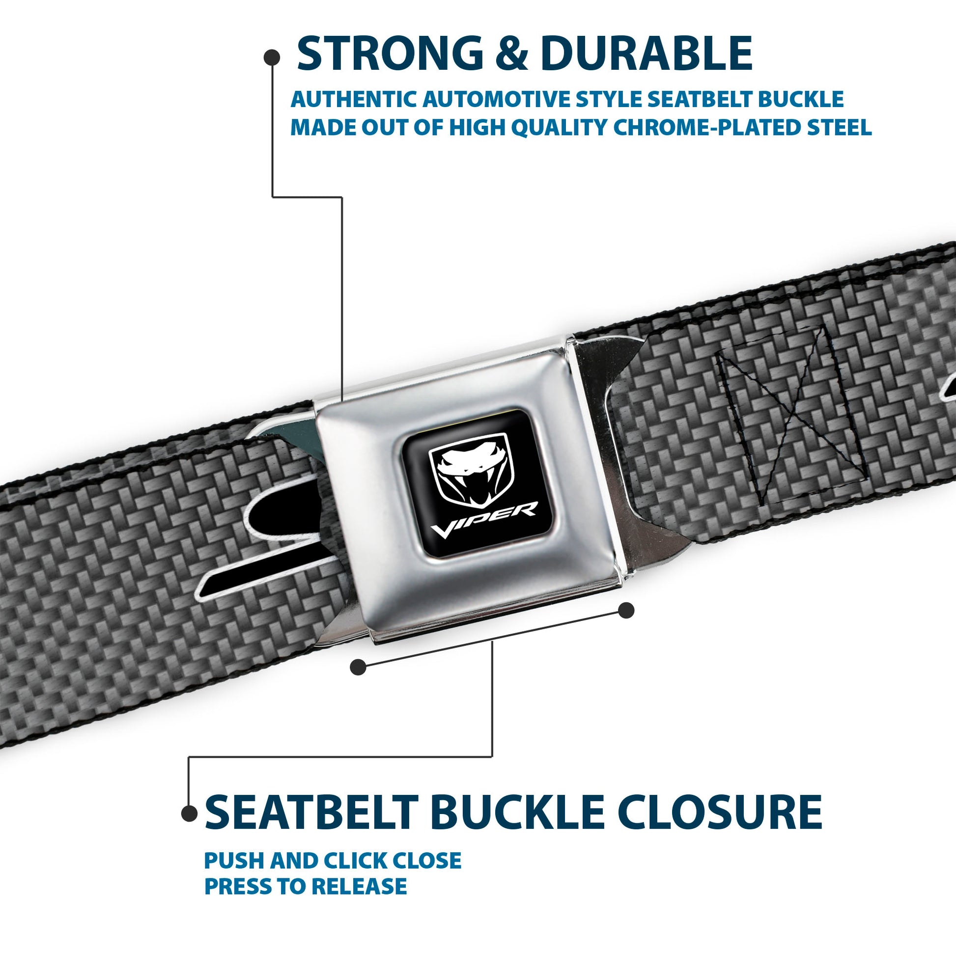 Dodge Viper Seatbelt Belt - SRT Carbon Fiber Silver/White/Black Webbing Seatbelt Belts Dodge