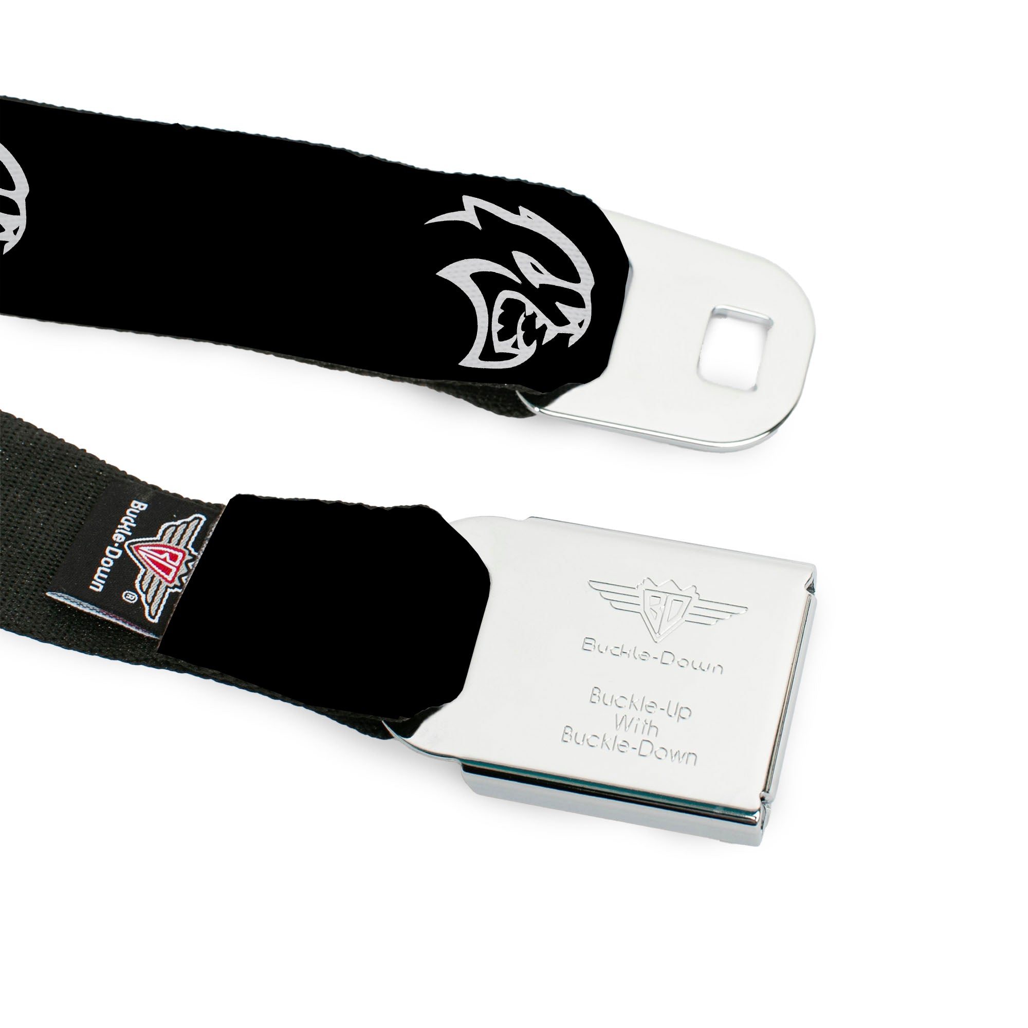 SRT Logo Full Color Black White Seatbelt Belt - Dodge Hellcat Logo Black/White Webbing Seatbelt Belts Dodge