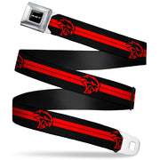 SRT Logo Full Color Black White Seatbelt Belt - Dodge Hellcat Stripe Logo Black/Red Webbing Seatbelt Belts Dodge