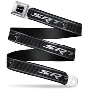 SRT Logo Full Color Black White Seatbelt Belt - Dodge SRT Hellcat Logo Stripe Black/Silver/White Webbing Seatbelt Belts Dodge
