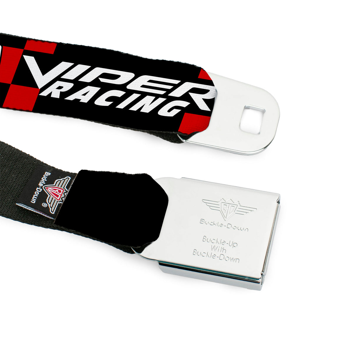 Viper Logo Full Color Red/Black/White Seatbelt Belt - VIPER RACING Logo Checker Black/Red/White Webbing