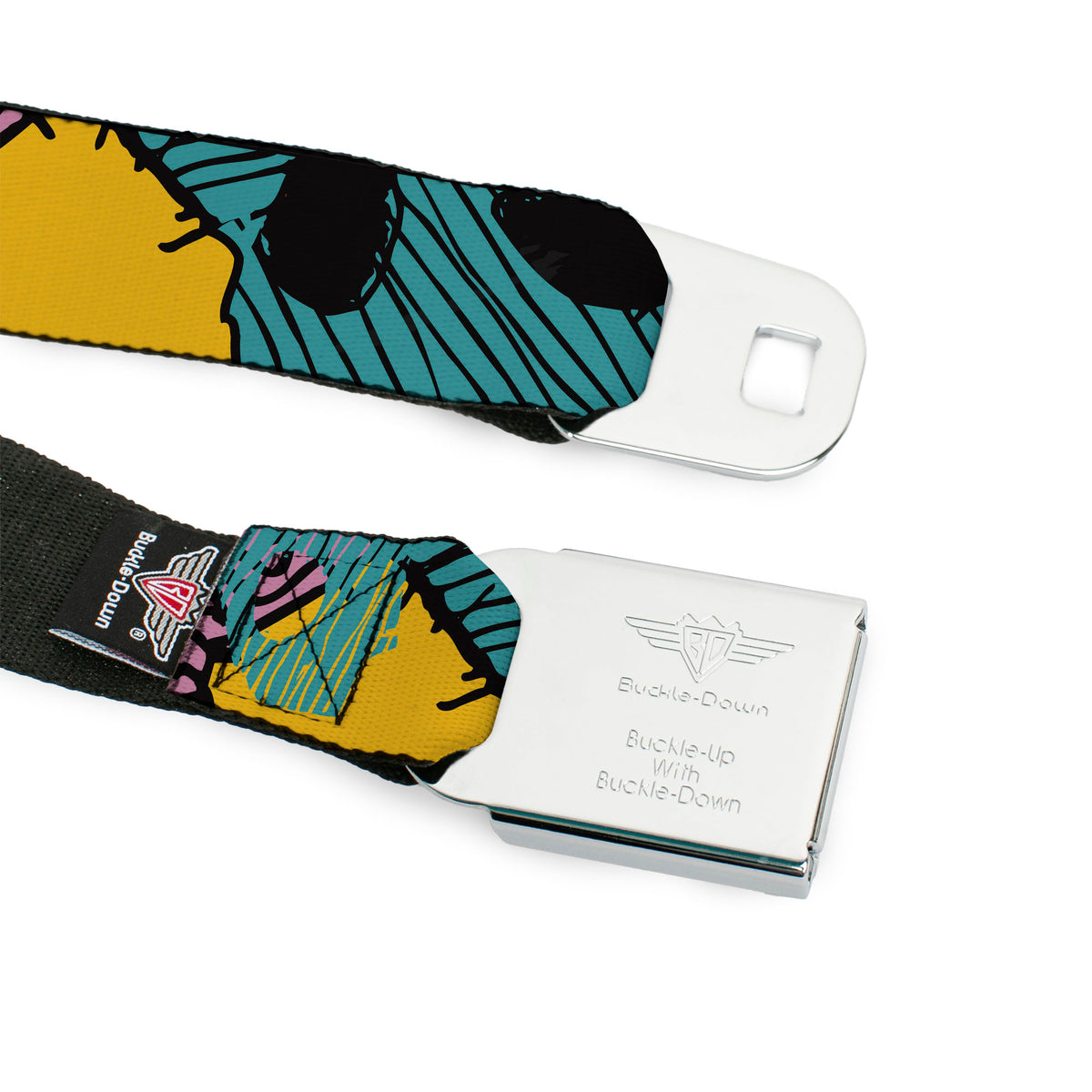 Nightmare Before Christmas SALLY Text Black/Teal Seatbelt Belt - Nightmare Before Christmas Sally Dress Patchwork Webbing