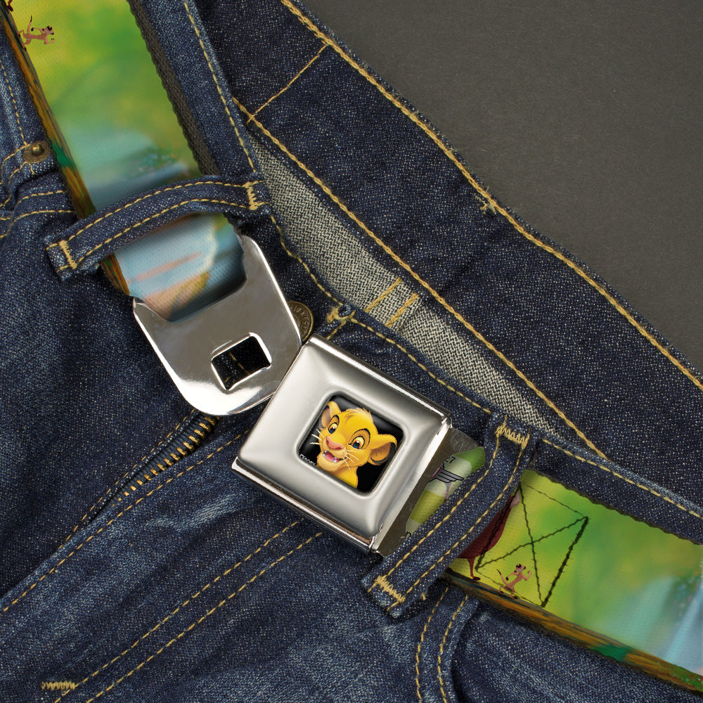 Simba2 CLOSE-UP Full Color Seatbelt Belt - Lion King Simba, Pumba & Timon Growing Up Webbing