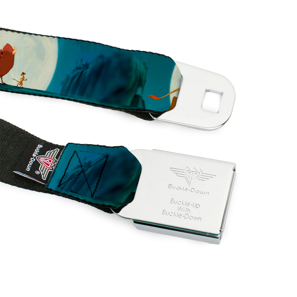 Simba2 CLOSE-UP Full Color Seatbelt Belt - Lion King Simba, Pumba & Timon Growing Up Webbing