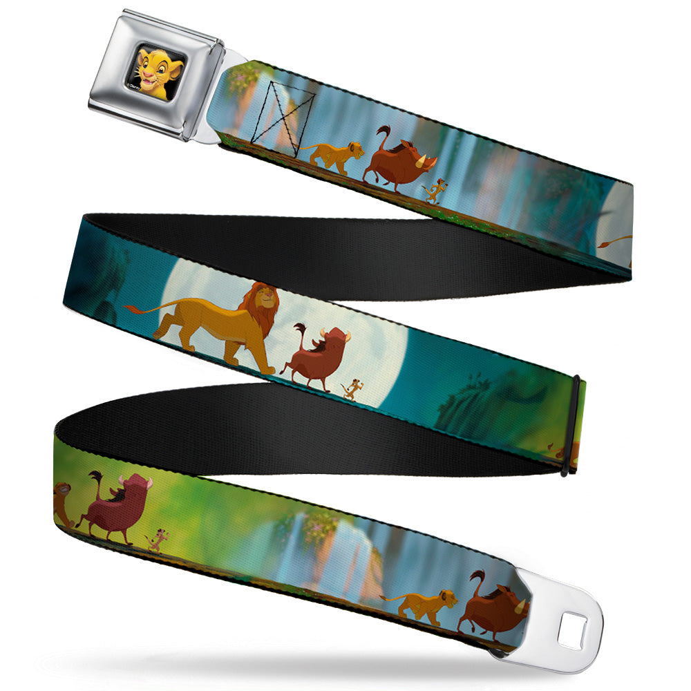 Simba2 CLOSE-UP Full Color Seatbelt Belt - Lion King Simba, Pumba & Timon Growing Up Webbing