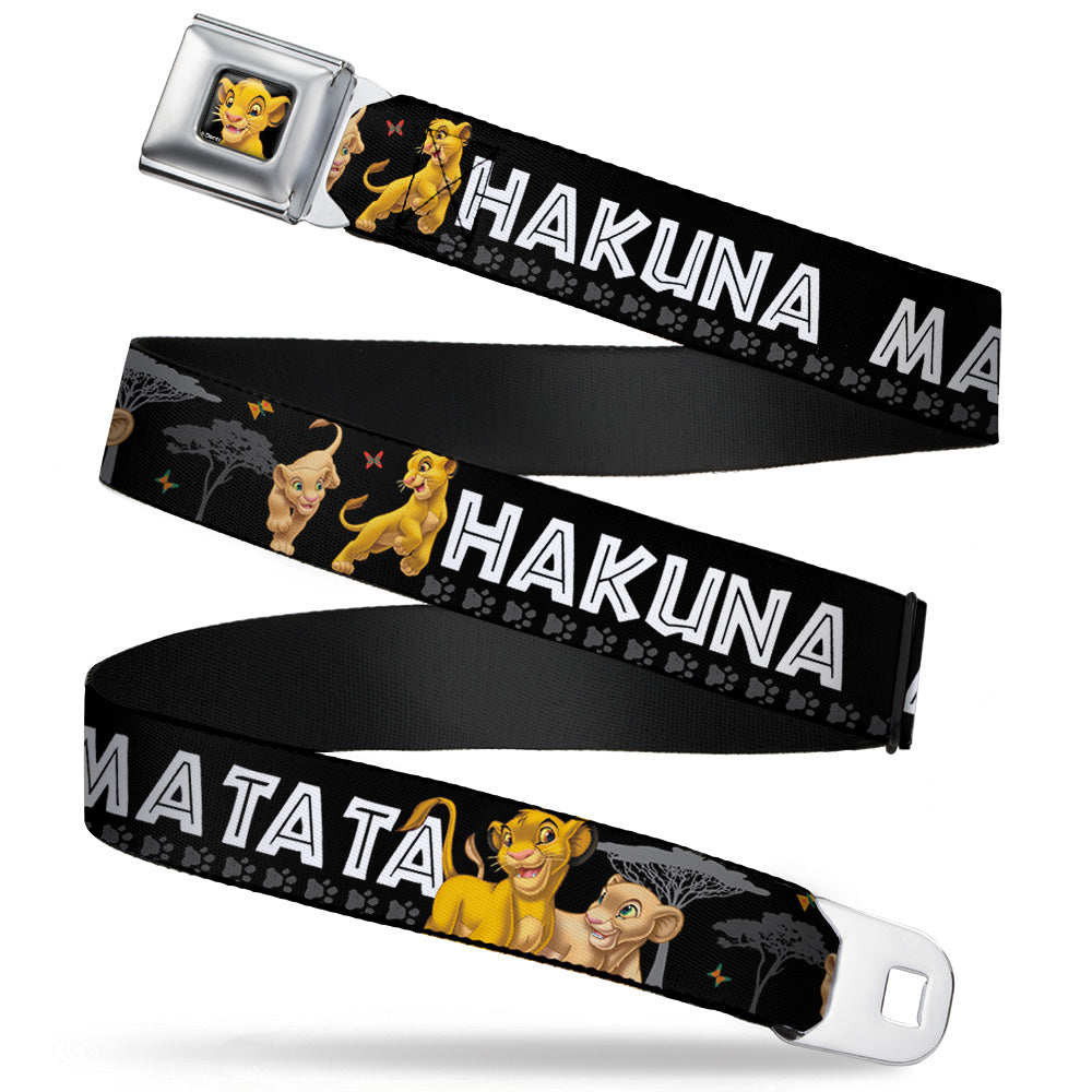 Simba2 CLOSE-UP Full Color Seatbelt Belt - Lion King Simba & Nala HAKUNA MATATA Webbing