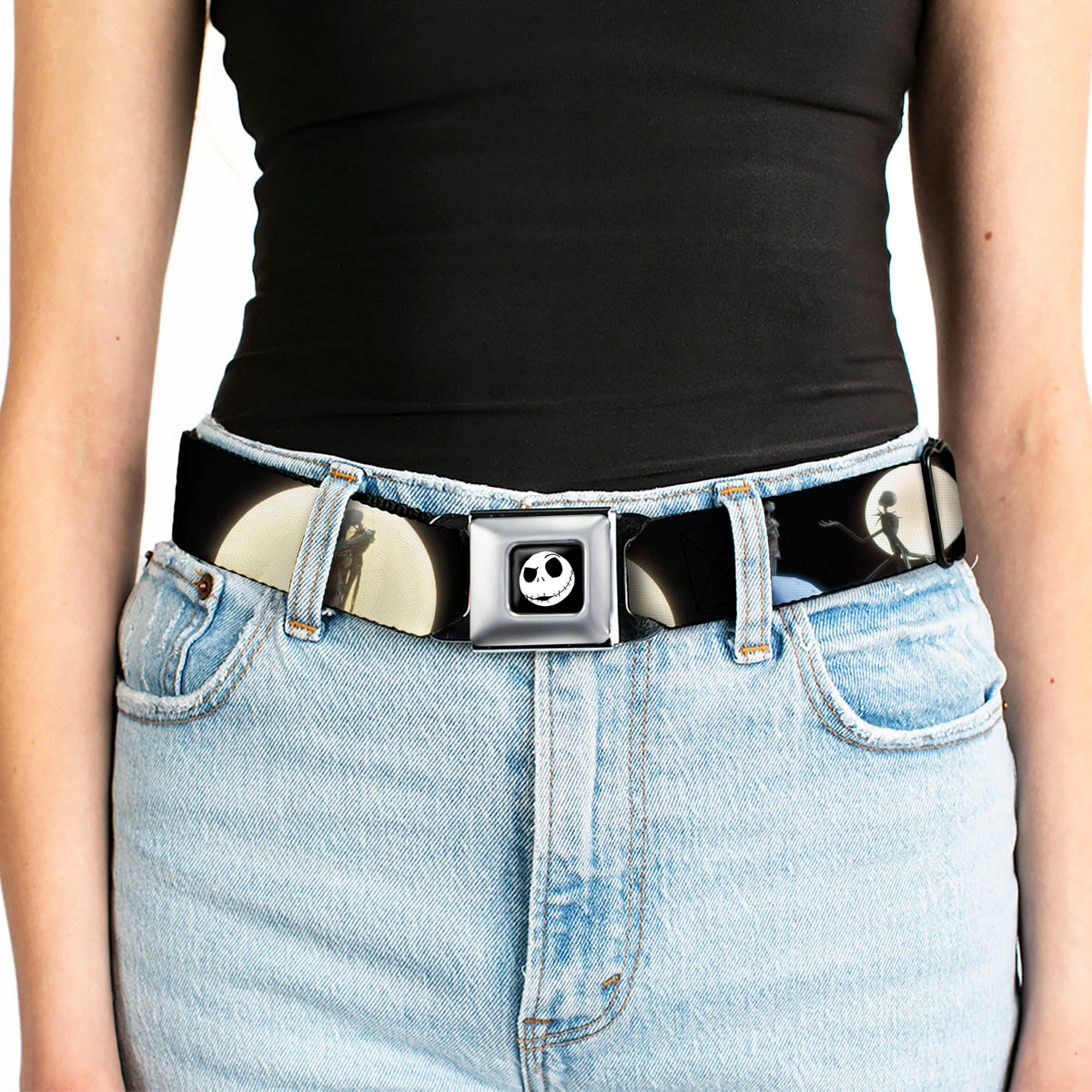 Jack Expression2 Full Color Seatbelt Belt - Nightmare Before Christmas Jack & Sally Moon Scenes Webbing