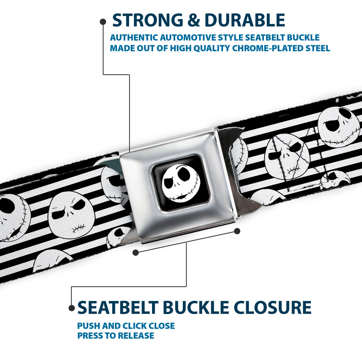 Jack Expression2 Full Color Seatbelt Belt - Jack Expressions/Stripe White/Black Webbing