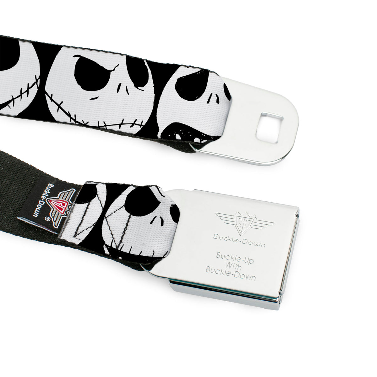 Jack Expression2 Full Color Seatbelt Belt - Nightmare Before Christmas 7-Jack Expressions CLOSE-UP Black/White Webbing