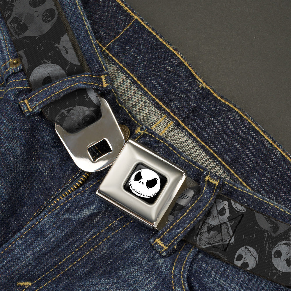 Jack Expression3 Full Color Seatbelt Belt - Nightmare Before Christmas Jack Expressions Scattered Weathered Webbing