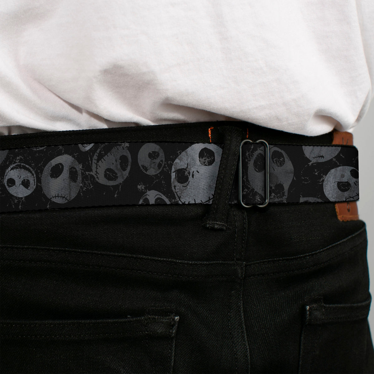Jack Expression3 Full Color Seatbelt Belt - Nightmare Before Christmas Jack Expressions Scattered Weathered Webbing