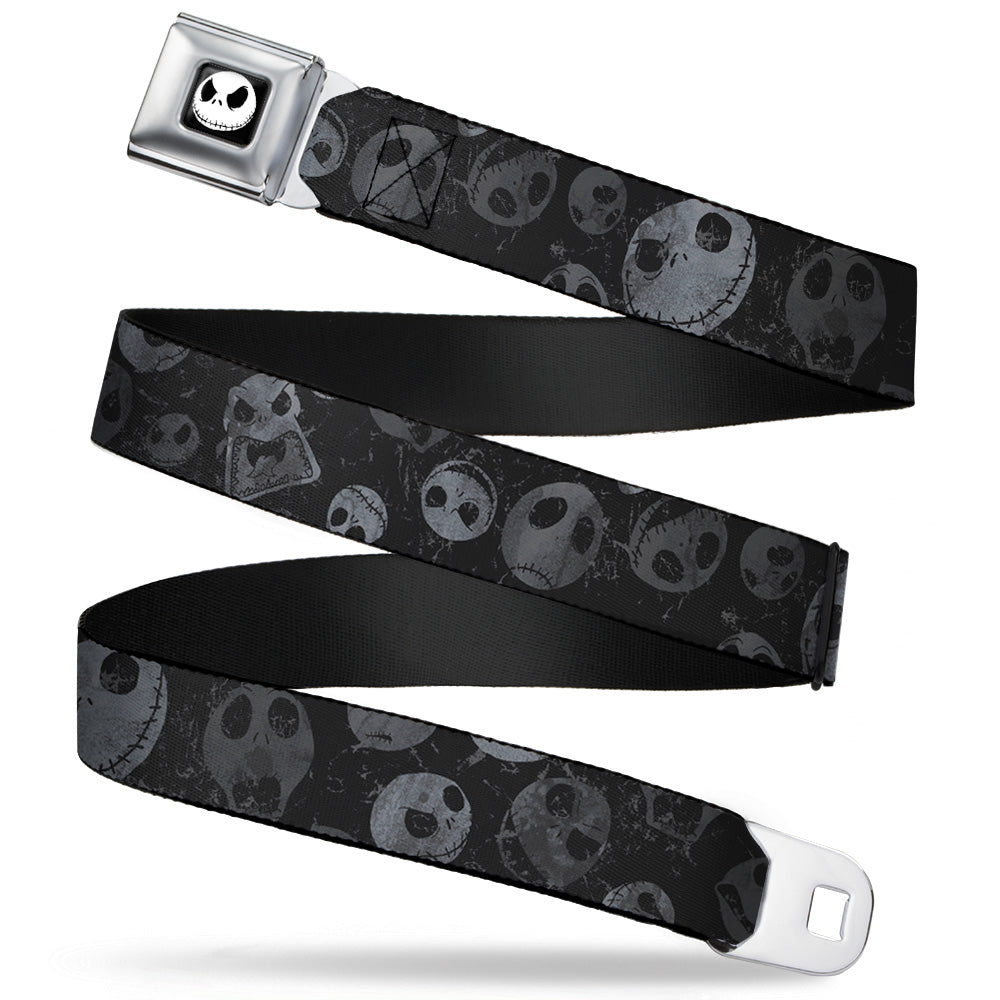 Jack Expression3 Full Color Seatbelt Belt - Nightmare Before Christmas Jack Expressions Scattered Weathered Webbing