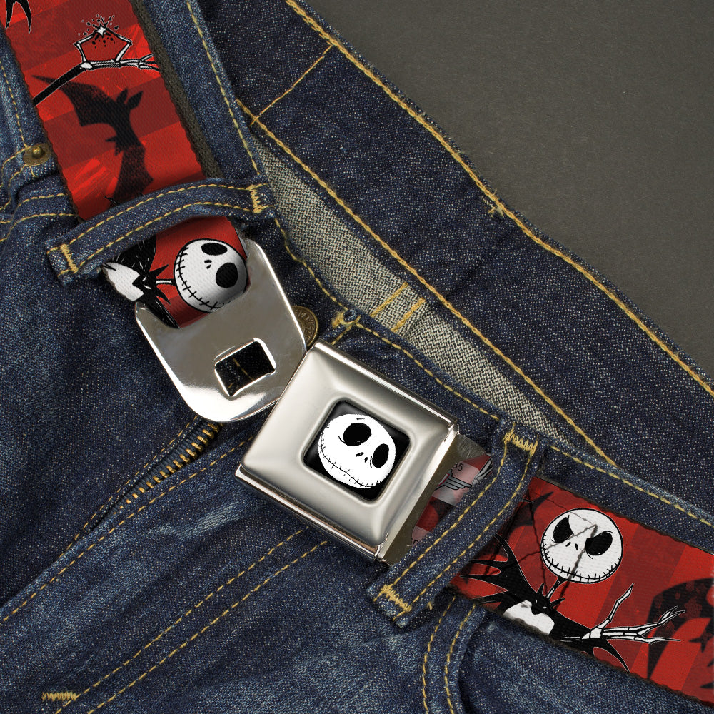 Jack Expression5 FC Seatbelt Belt - Nightmare Before Christmas Jack Poses/Bats Red Stripe Webbing