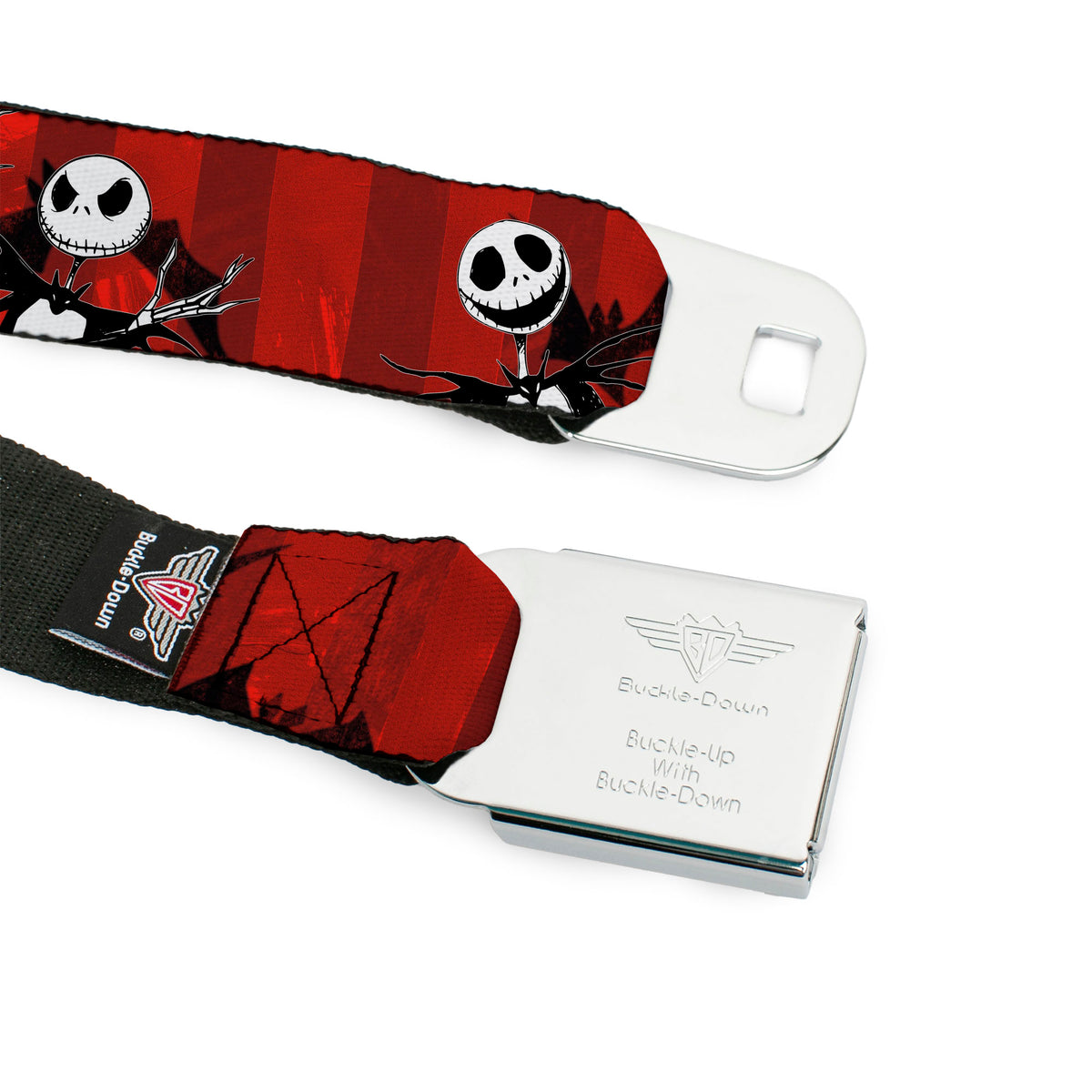 Jack Expression5 FC Seatbelt Belt - Nightmare Before Christmas Jack Poses/Bats Red Stripe Webbing