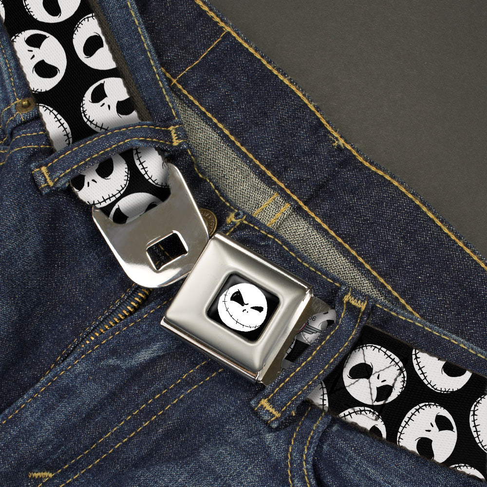 Jack Expression8 Full Color Seatbelt Belt - Nightmare Before Christmas Jack Expressions Scattered Black/White Webbing