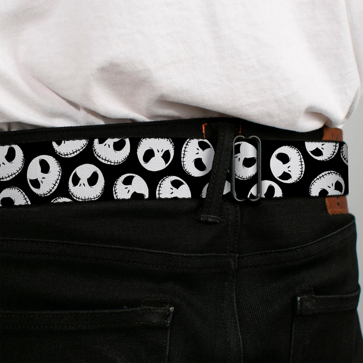 Jack Expression8 Full Color Seatbelt Belt - Nightmare Before Christmas Jack Expressions Scattered Black/White Webbing
