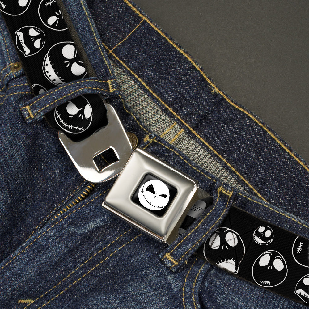 Jack Expression8 Full Color Seatbelt Belt - Jack Outline Expressions Scattered Black/White Webbing
