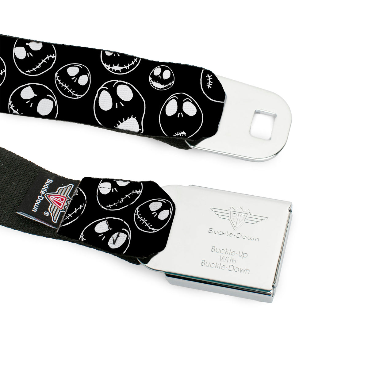 Jack Expression8 Full Color Seatbelt Belt - Jack Outline Expressions Scattered Black/White Webbing
