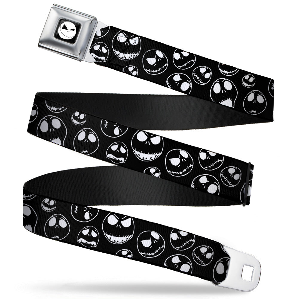 Jack Expression8 Full Color Seatbelt Belt - Jack Outline Expressions Scattered Black/White Webbing