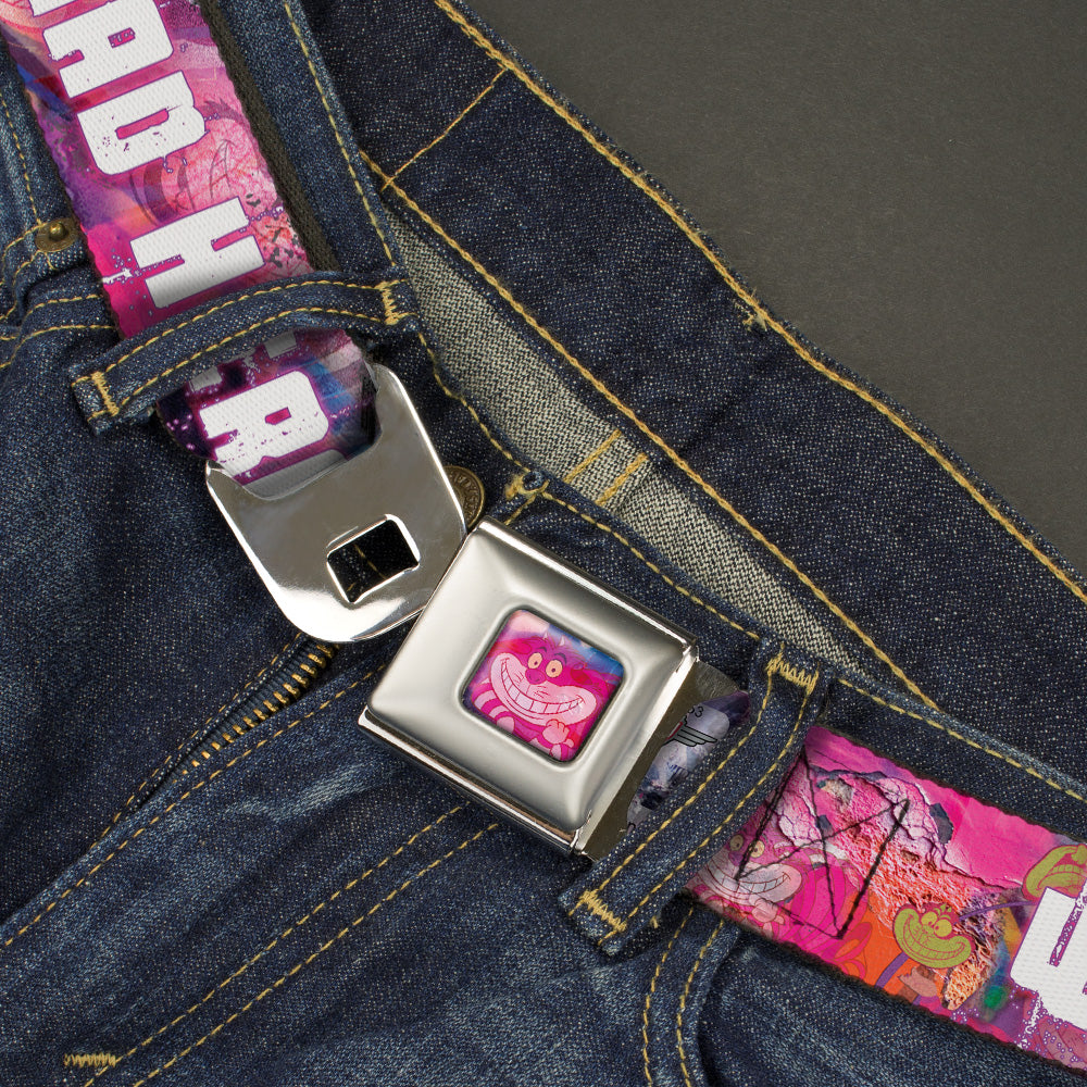 Transparent Cheshire Cat Face Full Color Seatbelt Belt - Transparent Cheshire Cat Poses WE'RE ALL MAD HERE Webbing