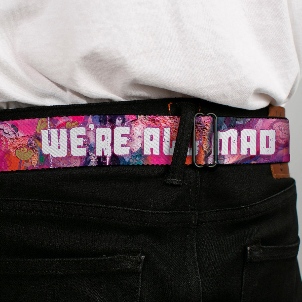Transparent Cheshire Cat Face Full Color Seatbelt Belt - Transparent Cheshire Cat Poses WE'RE ALL MAD HERE Webbing