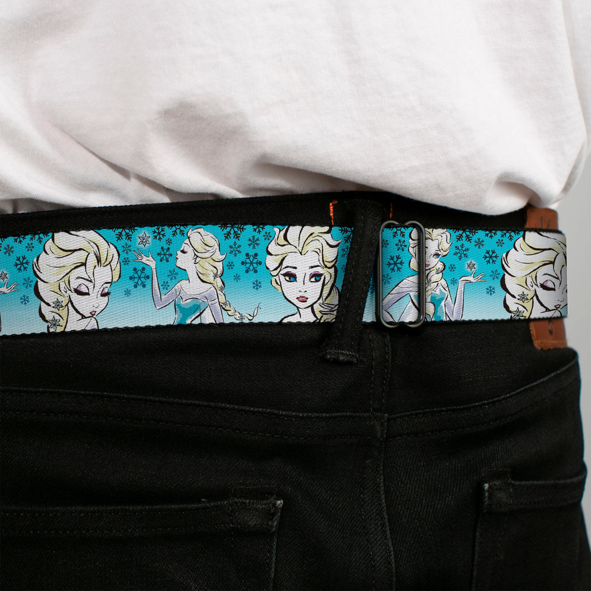 Snowflakes Frozen Art Collection Full Color Seatbelt Belt - Anna/Snowflakes Frozen Art Collection Poses Webbing