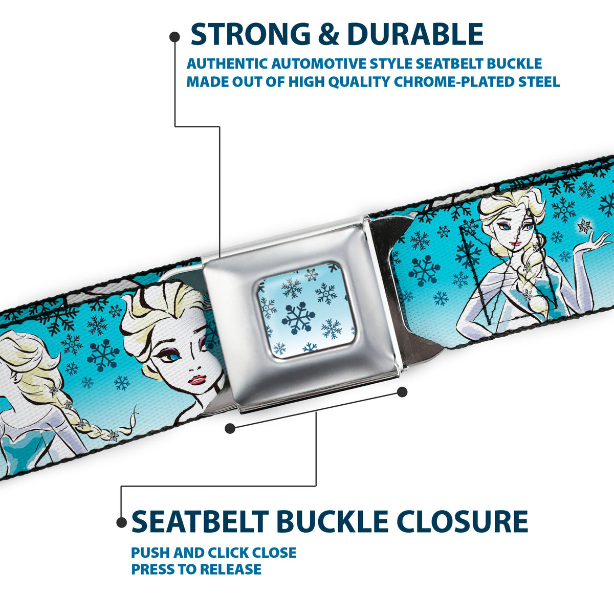 Snowflakes Frozen Art Collection Full Color Seatbelt Belt - Anna/Snowflakes Frozen Art Collection Poses Webbing