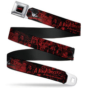 A NIGHTMARE ON ELM STREET Full Color Black/Blood Splatter Reds Seatbelt Belt - A NIGHTMARE ON ELM STREET Freddy Pose/Sketch Black/Red Webbing Seatbelt Belts A Nightmare on Elm Street