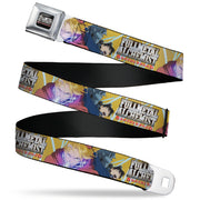 FULLMETAL ALCHEMIST BROTHERHOOD Title Logo Full Color Black Seatbelt Belt - Fullmetal Alchemist Brotherhood Elric Brothers and Roy Mustang Pose Yellows Webbing Seatbelt Belts Fullmetal Alchemist