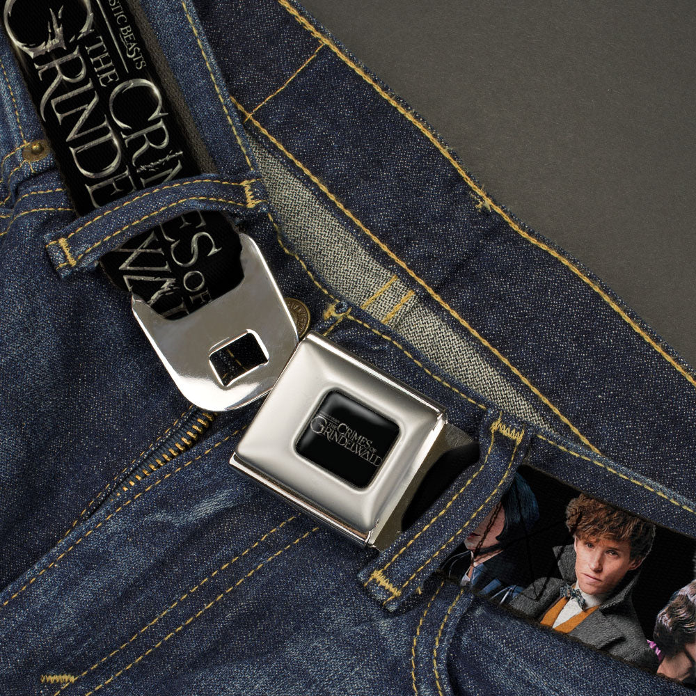 FANTASTIC BEASTS THE CRIMES OF GRINDELWALD Logo Full Color Black/Silvers Seatbelt Belt - FANTASTIC BEASTS THE CRIMES OF GRINDELWALD 3-Character Group Pose Black/Silvers Webbing Seatbelt Belts Fantastic Beasts and Where to Find Them
