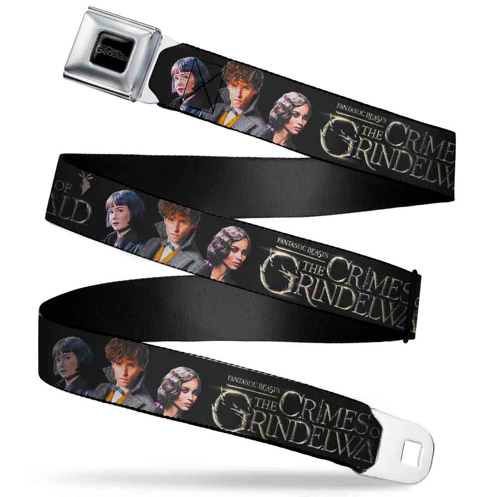 FANTASTIC BEASTS THE CRIMES OF GRINDELWALD Logo Full Color Black/Silvers Seatbelt Belt - FANTASTIC BEASTS THE CRIMES OF GRINDELWALD 3-Character Group Pose Black/Silvers Webbing Seatbelt Belts Fantastic Beasts and Where to Find Them