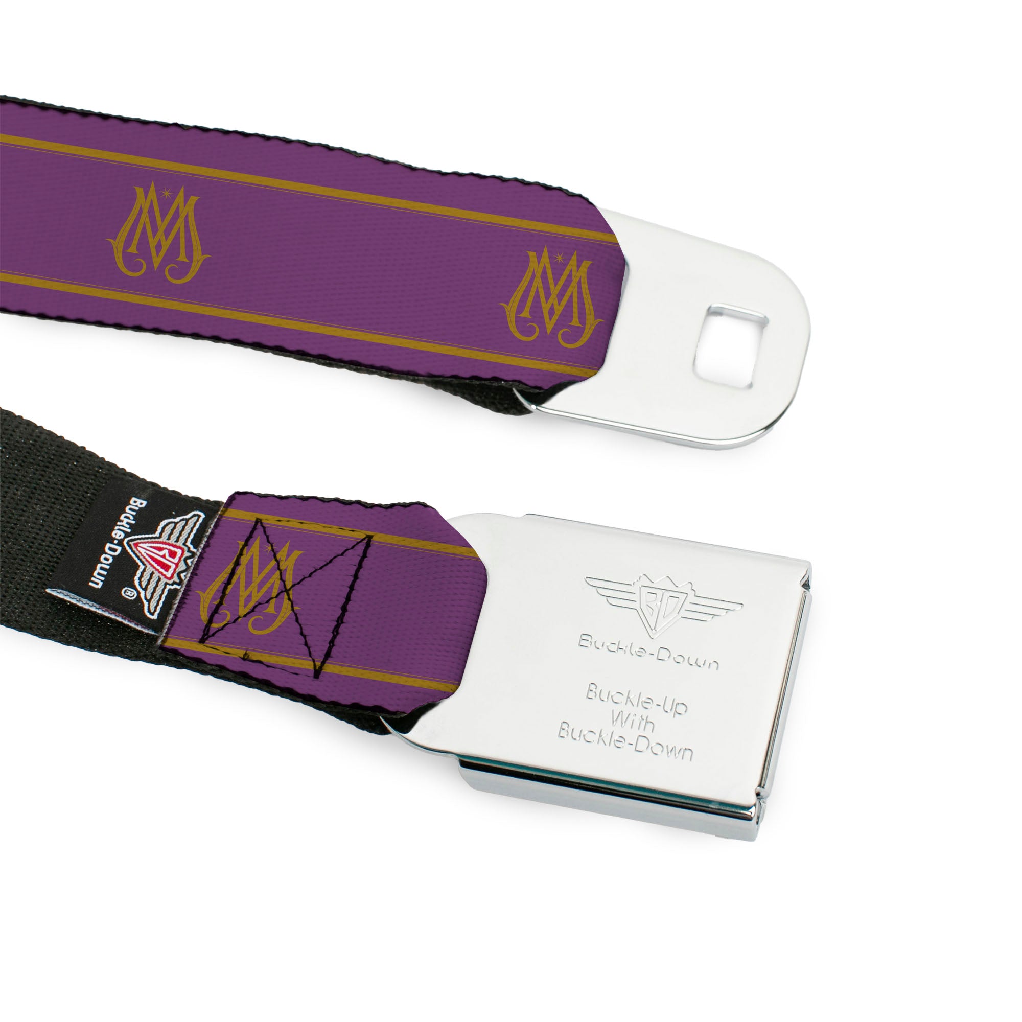 FANTASTIC BEASTS THE CRIMES OF GRINDEWALD Logo Full Color Black/White Seatbelt Belt - Fantastic Beasts The Crimes of Grindelwald Ministry of Magic Icon Purple/Gold Webbing Seatbelt Belts Fantastic Beasts and Where to Find Them