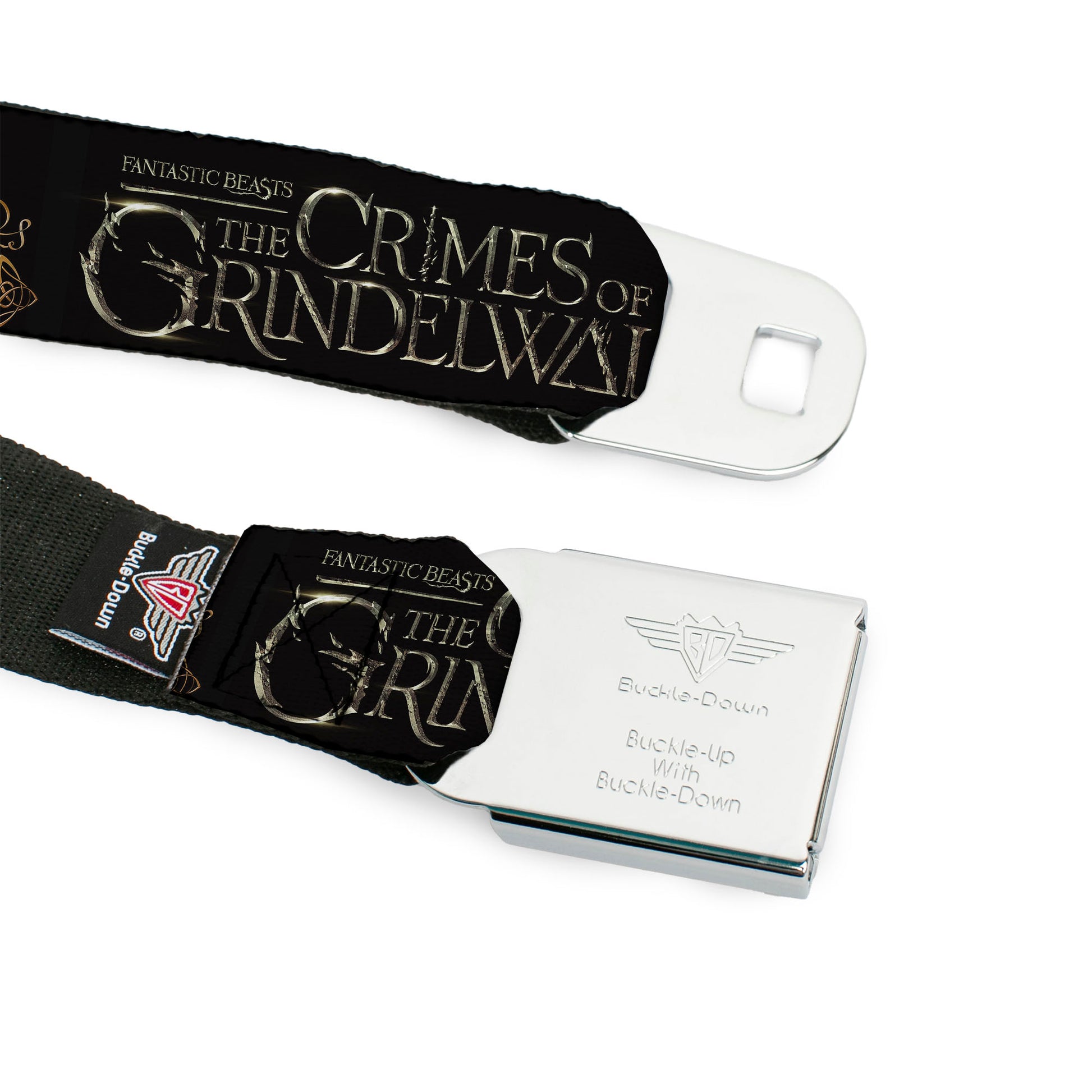 FANTASTIC BEASTS THE CRIMES OF GRINDEWALD Logo Full Color Black/White Seatbelt Belt - FANTASTIC BEASTS THE CRIMES OF GRINDELWALD 3-Character Group Pose2 Black/Silvers Webbing Seatbelt Belts Fantastic Beasts and Where to Find Them