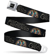 FANTASTIC BEASTS THE CRIMES OF GRINDEWALD Logo Full Color Black/White Seatbelt Belt - FANTASTIC BEASTS THE CRIMES OF GRINDELWALD 3-Character Group Pose2 Black/Silvers Webbing Seatbelt Belts Fantastic Beasts and Where to Find Them