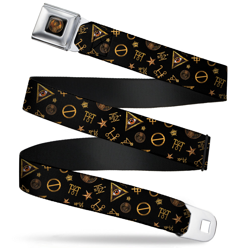MACUSA Seal Full Color Black/Gold Seatbelt Belt - Fantastic Beasts and Where to Find Them Icons Scattered Black/Golds Webbing Seatbelt Belts Fantastic Beasts and Where to Find Them