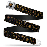 MACUSA Seal Full Color Black/Gold Seatbelt Belt - Fantastic Beasts and Where to Find Them Icons Scattered Black/Golds Webbing Seatbelt Belts Fantastic Beasts and Where to Find Them