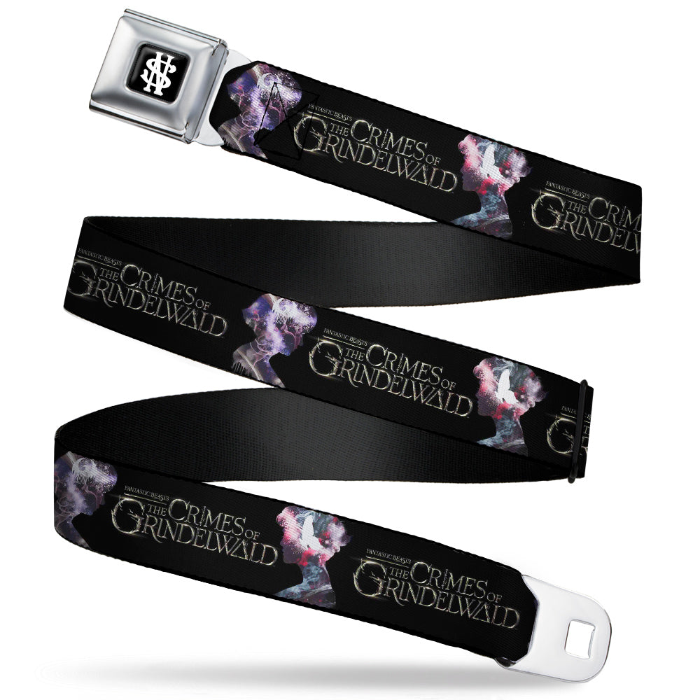 Newt Scamander NS Monogram Full Color Black/White Seatbelt Belt - FANTASTIC BEASTS THE CRIMES OF GRINDELWALD 2-Character Bust Silhouettes Black/Golds Webbing Seatbelt Belts Fantastic Beasts and Where to Find Them