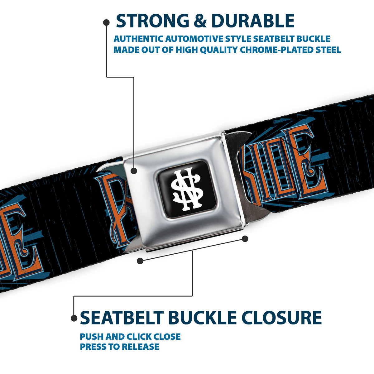 Newt Scamander NS Monogram Full Color Black/White Seatbelt Belt - The Crimes of Grindelwald PICK A SIDE Black/Blues/Orange Webbing Seatbelt Belts Fantastic Beasts and Where to Find Them