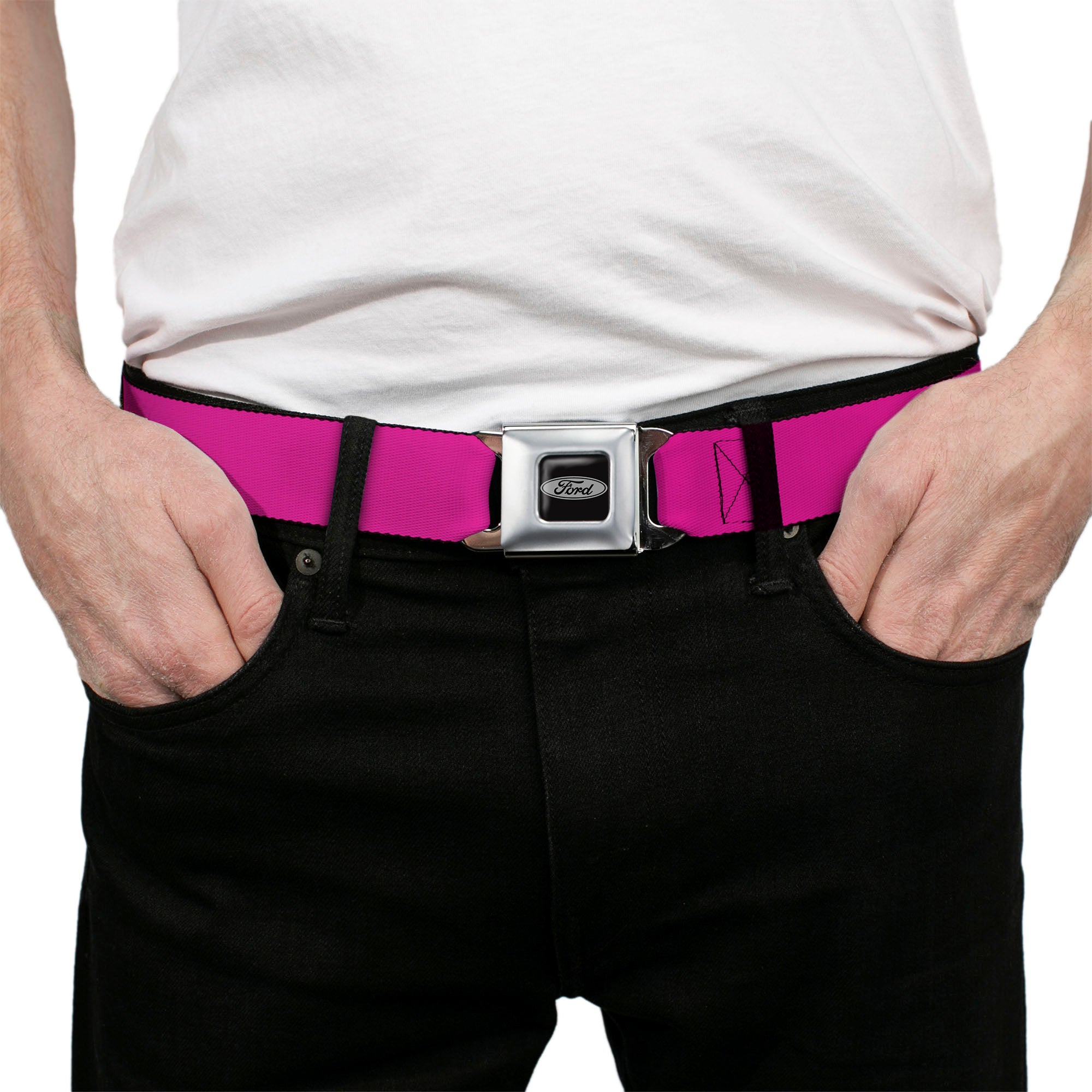 Ford Emblem Seatbelt Belt - Fuchsia Webbing Seatbelt Belts Ford