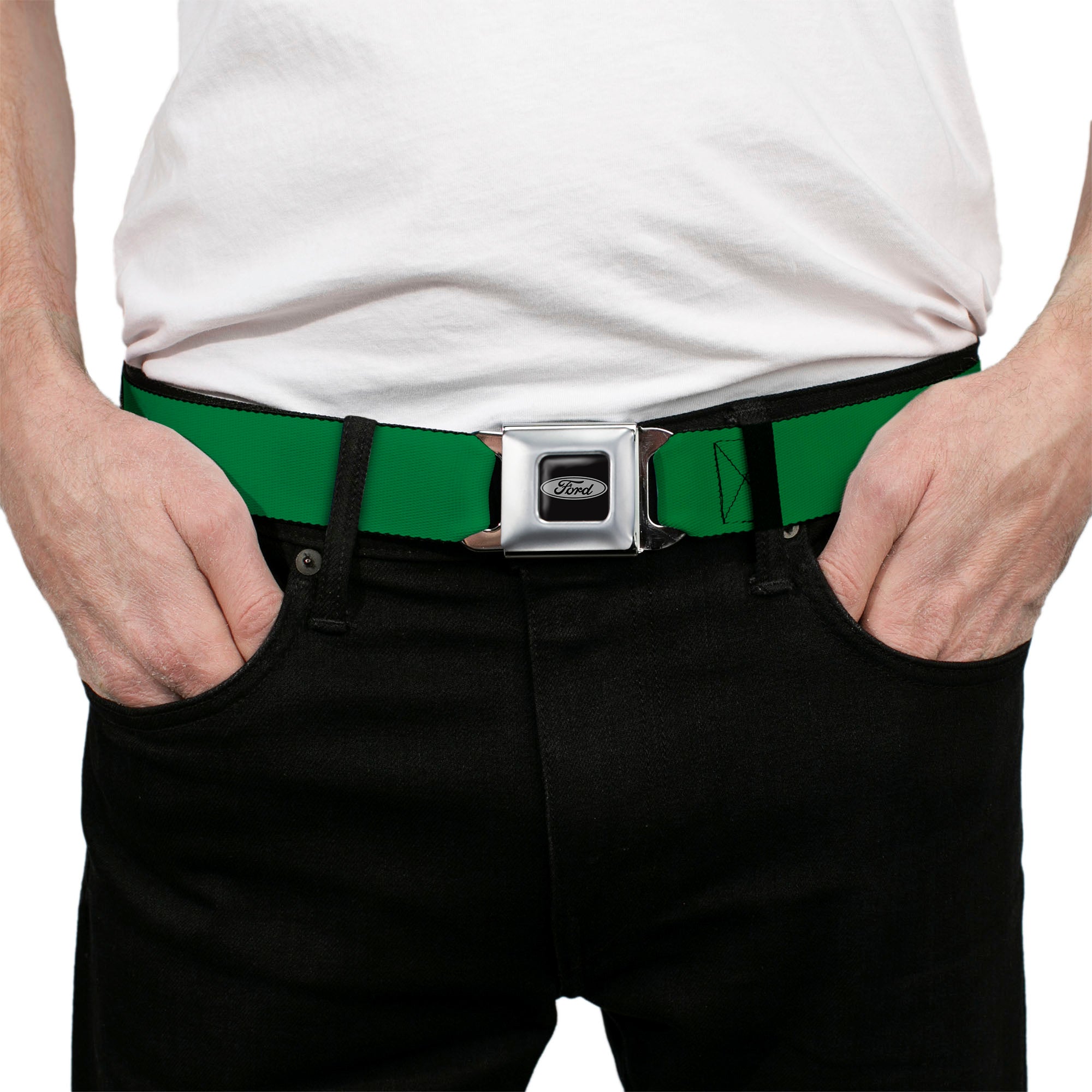 Ford Emblem Seatbelt Belt - Green Webbing Seatbelt Belts Ford