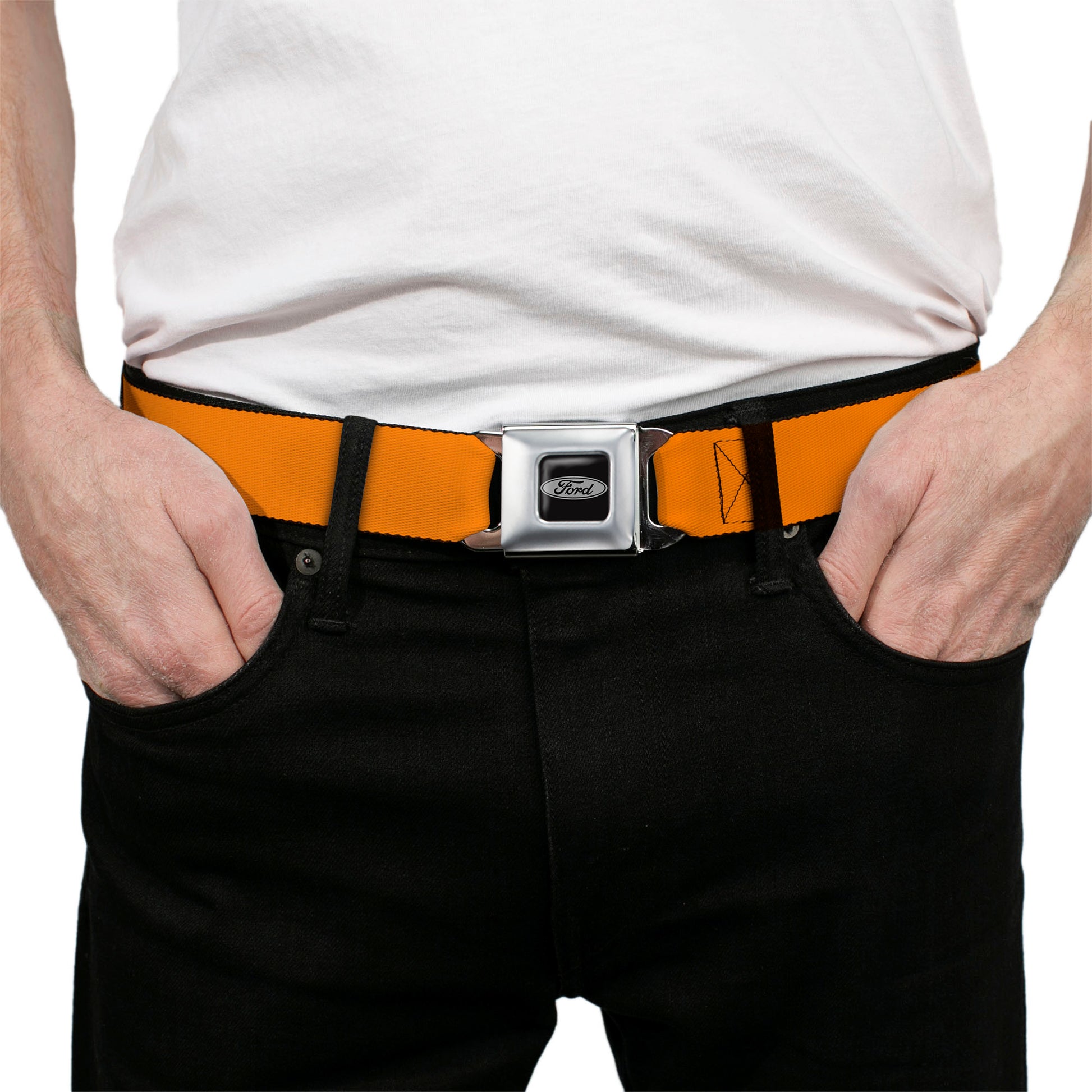 Ford Emblem Seatbelt Belt - Orange Webbing Seatbelt Belts Ford