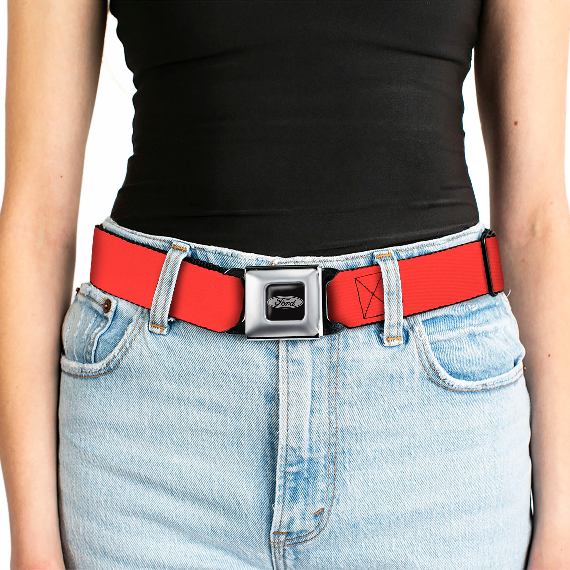 Ford Emblem Seatbelt Belt - Red Webbing Seatbelt Belts Ford