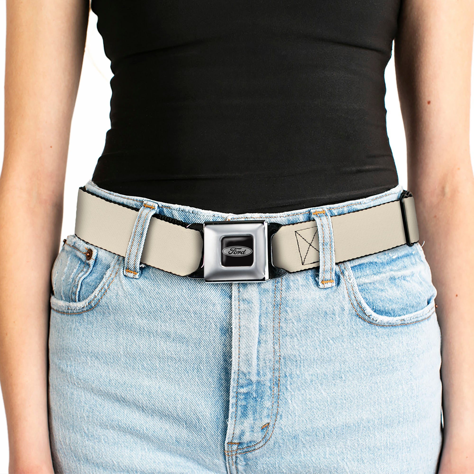 Ford Emblem Seatbelt Belt - Tan Webbing Seatbelt Belts Ford
