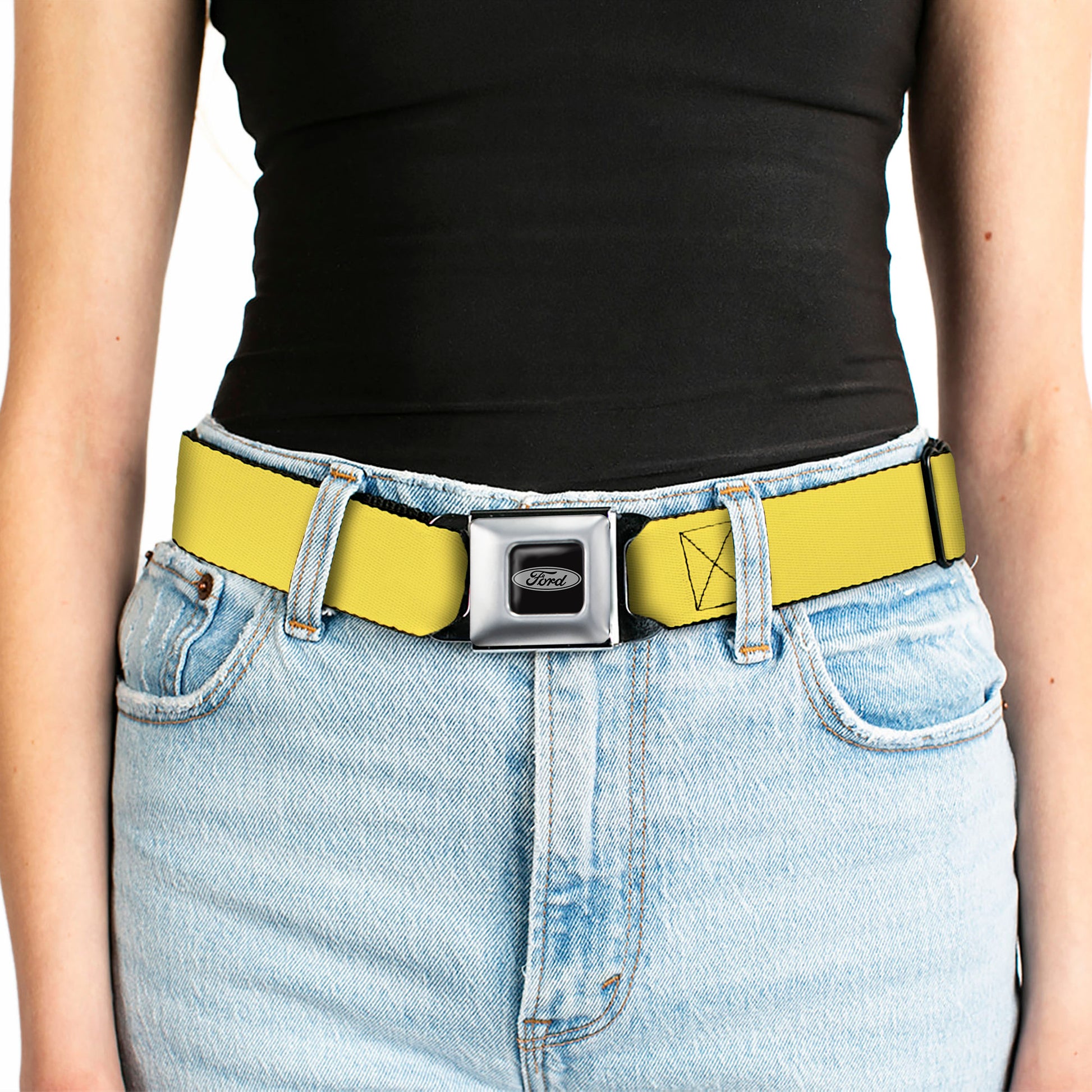 Ford Emblem Seatbelt Belt - Yellow Webbing Seatbelt Belts Ford