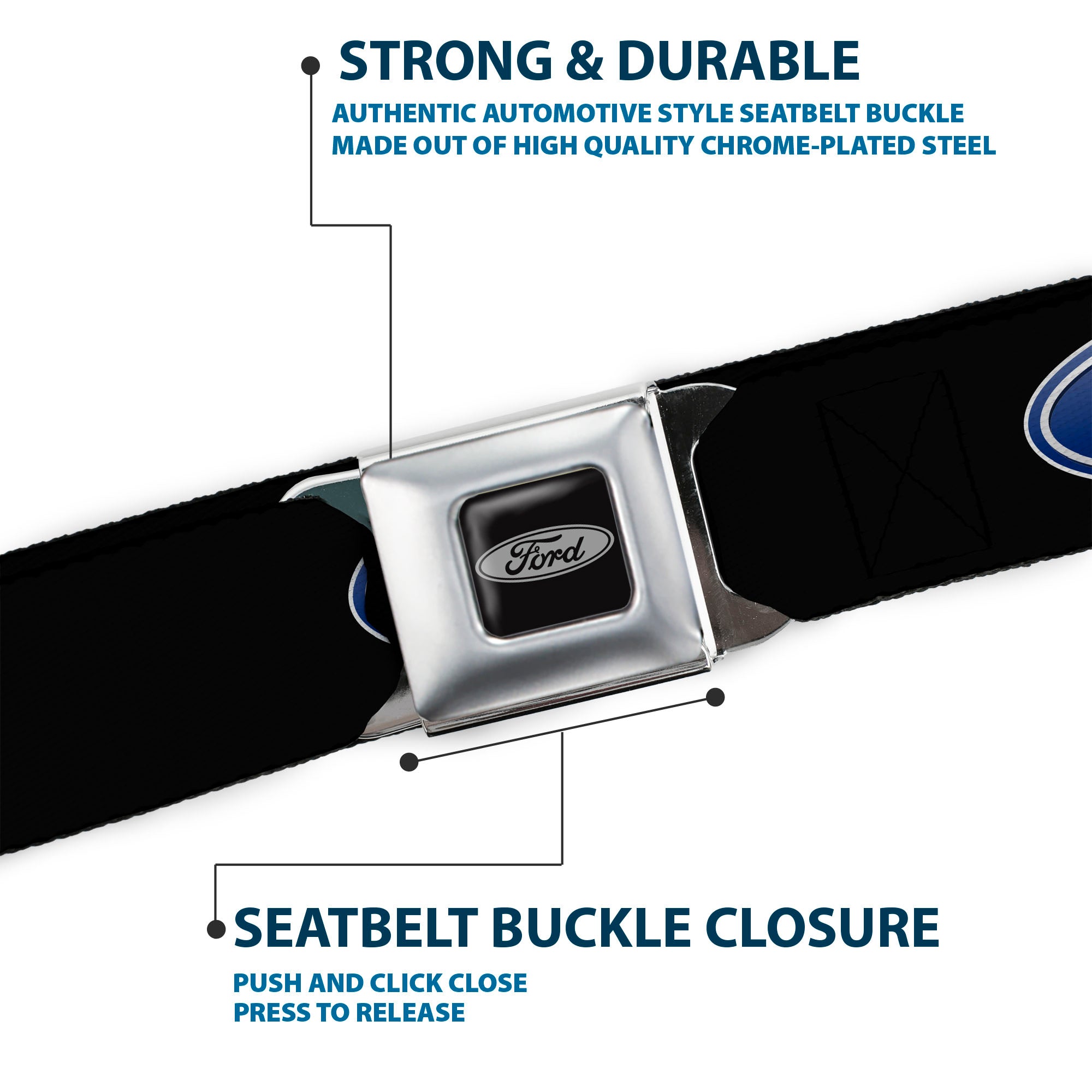 Ford Emblem Seatbelt Belt - Ford Oval Logo REPEAT Webbing Seatbelt Belts Ford